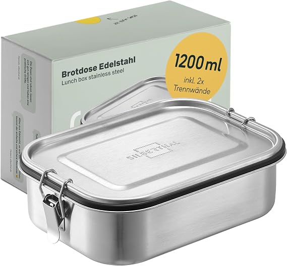 SILBERTHAL Lunch Box Stainless Steel 1200 ml for Children with Compartments