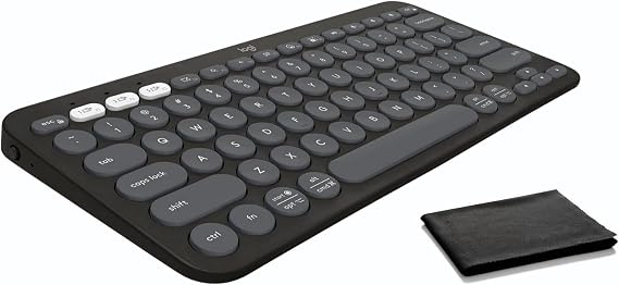 Logitech Keyboard Pebble Keys 2 K380s, Multi-Device Bluetooth Wireless Keyboard W/Customizable Shortcuts, Slim and Portable, Easy-Switch for Windows, macOS, iPadOS, Graphite, Cloth, Bulk Packaging