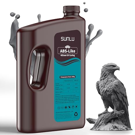 SUNLU 4KG ABS Like 3D Printer Resin, 405nm UV Curing Photopolymer Rapid 3D Resin for 2K 4K 6K 8K LCD/DLP/SLA 3D Printers, Non-Brittle & High Precision & Low Shrinkage, 4000g Dark Grey