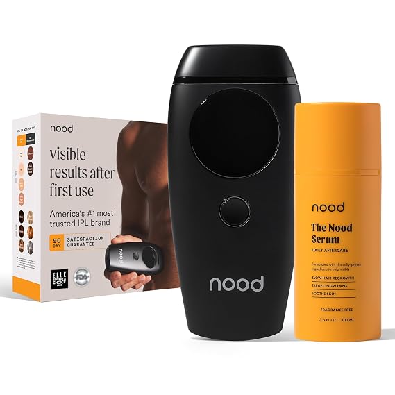 NoodTM NEW Flasher 2.0 + Serum IPL Laser Hair Removal Device for Women & Men with After Shave to Treat & Prevent Ingrown Hairs, Bumps Slowing Hair Regrowth Pain-Free IPL Hair Removal Matte Black