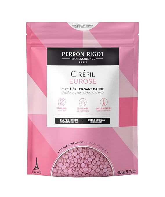 Cirepil EUROSE Stripless Hard Wax Beads Bag 28.22oz / 800g | All-Purpose, creamy texture for face, bikini & body - Effective on coarse & fine hair - Professional formula - Low temp wax