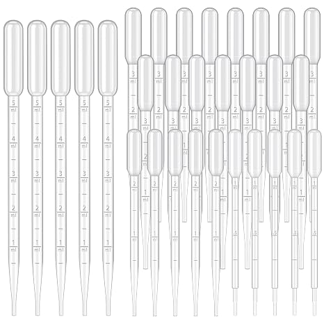 30PCS Pipettes Droppers, 4 Styles with Scale Disposable Plastic Transfer Pipettes Suitable for Accurate Liquid Transfer and DIY Art, Pippets Droppers(1ML, 2ML, 3ML, 5ML)