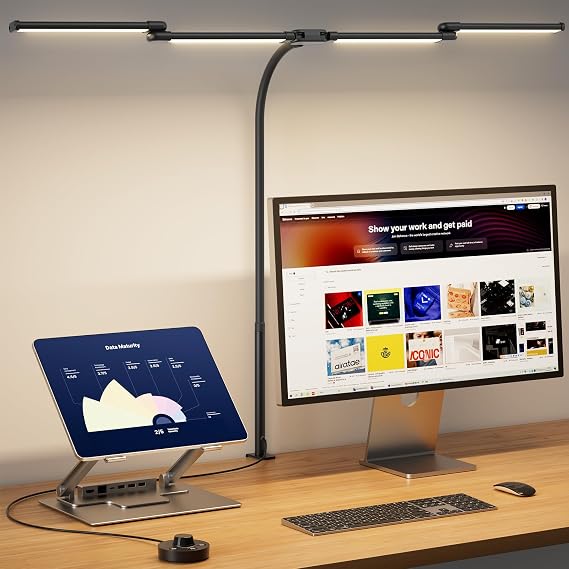 BOHON LED Desk Lamp for Home Office 5 Color Stepless Dimming Table Light