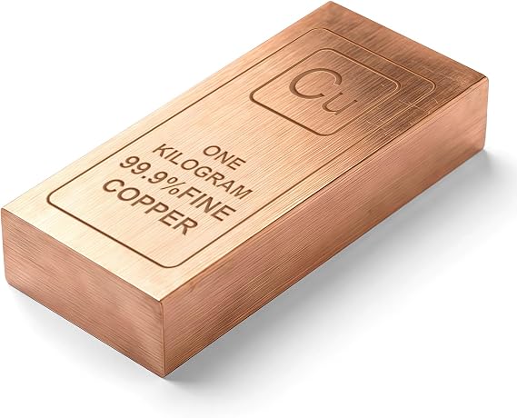 Solid Copper Bar 1 KG | 99.9% Pure Copper (Cu 999) | Decorative Collectible Ingot for Display, Crafts &amp; Educational Use