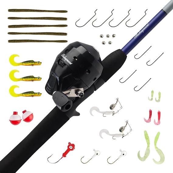 Shakespeare Catch More Fish Spincast Reel and Fishing Rod Combo with Kit