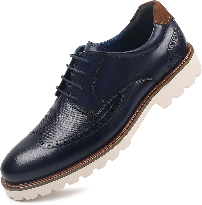 RITIZEN Oxford Shoes Wingtip Walking Shoes for Men,Leather Slip-Resistant,Dress and Casual