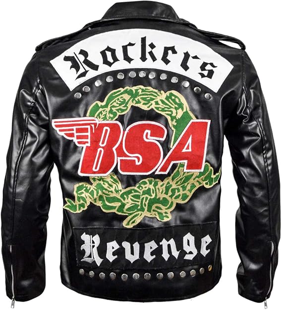 TJF BSA Rockers Revenge George Michael Men's Classic Biker Faux Leather Jacket