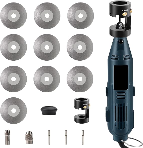 Tungsten Electrode Sharpener Grinder for TIG Welding,4 Sizes 4 Angles Tungsten Electrode Grinder Head,Versatile Multi-Angle,TIG Welding Accessories with Cut-Off Slot,10 Diamond Wheels, 3 CNC Mandrels