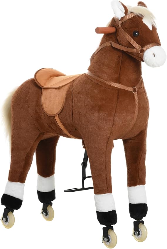 Qaba Kids Ride-on Walking Horse Easy Rolling Wheels for Kids 5-16 Years