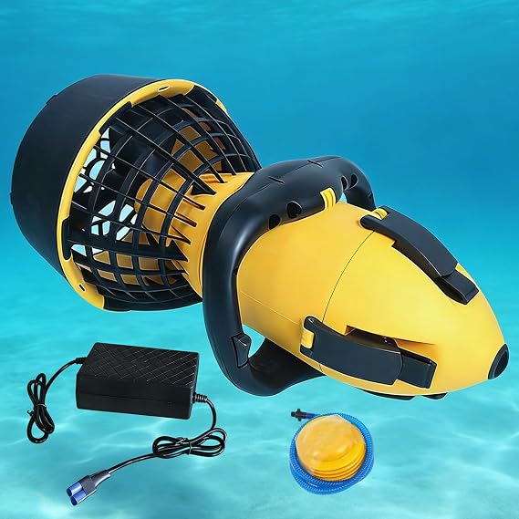 Electric Underwater Scooter 500W Brushless Diver Propulsion Vehicle, 2-Speed Control, 20m Depth, 60-Min Runtime, Portable Sea Scooter for Snorkeling & Swimming