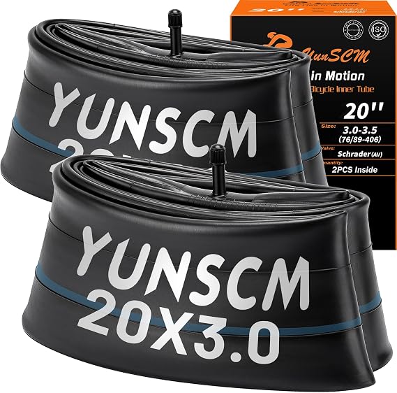 Heavy Duty 20x3.0 E-Bike Tubes 20 x 3 Premium Butyl 20" Fat Tire Tube Compatible with 20x 3.0-3.5 Mountain, Electric Bicycle Fat Tires Tubes Schrader Valve AV32MM 2-PCS