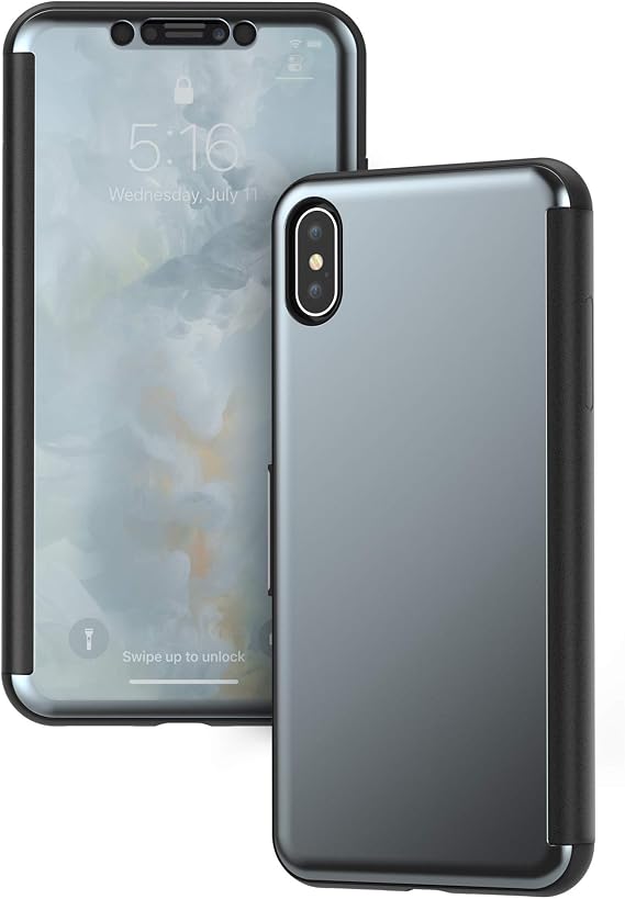 Moshi StealthCover for iPhone Xs Max Case 6.5-inch with Magnetic Front Cover for iPhone XR, Supports Wireless Charging, Gunmetal Gray