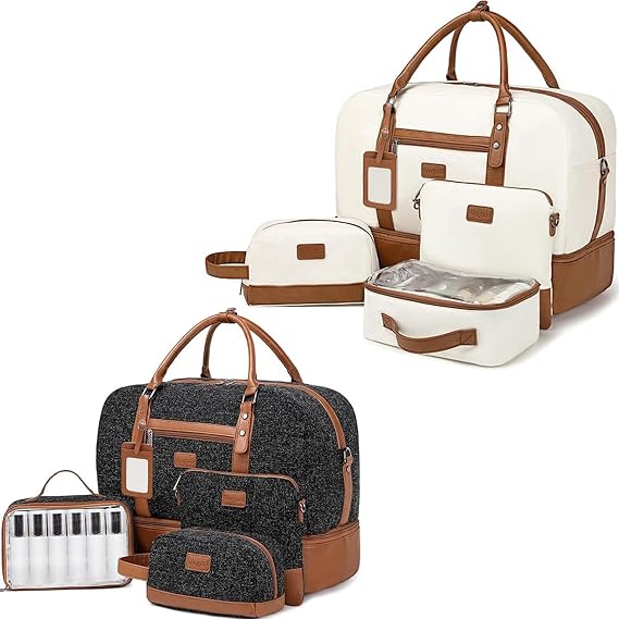 2 Set 4PCS Weekender Bags for Women with Toiletry Bags