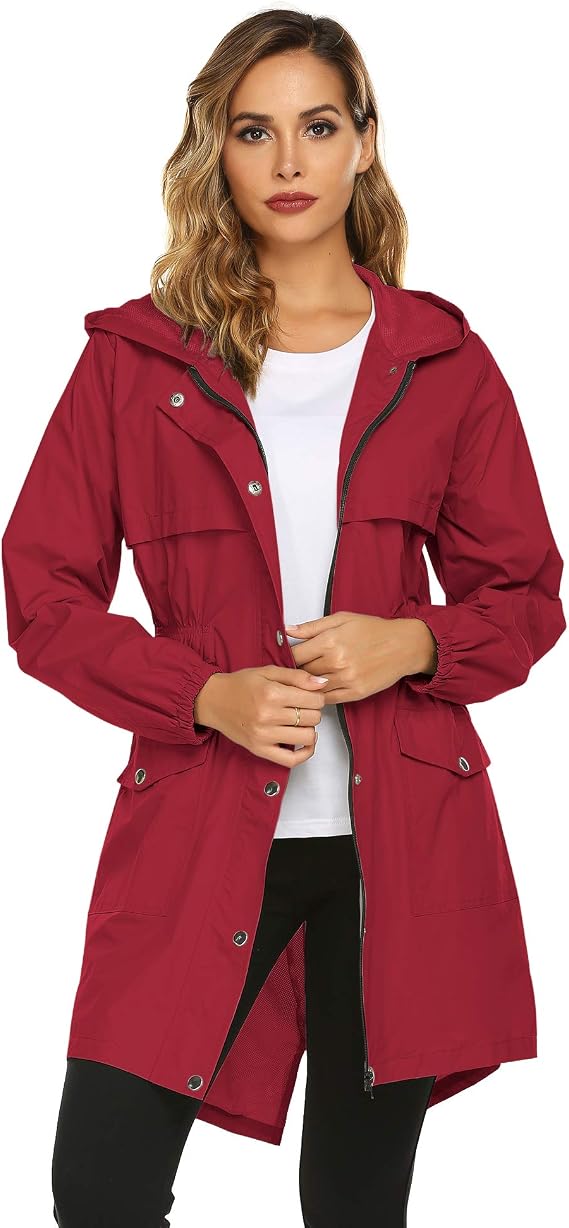 Avoogue Rain Coats for Women Lightweight Hooded Waterproof Active Outdoor Rain Jacket