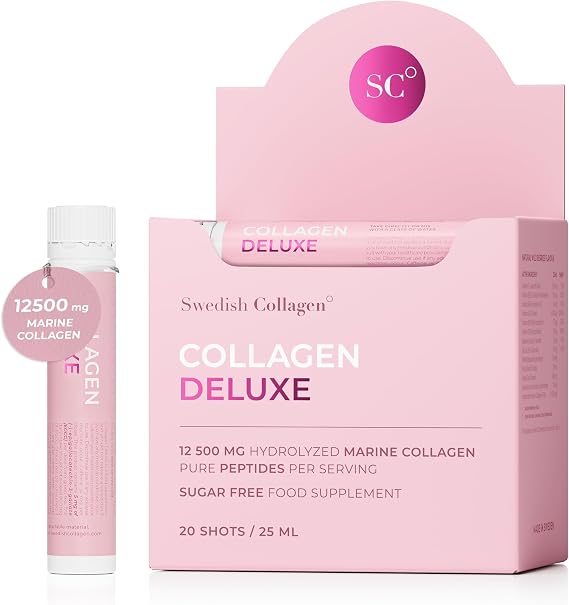Swedish Collagen Deluxe Liquid Marine Collagen 12,500 mg Shots, 20 x 25 ml