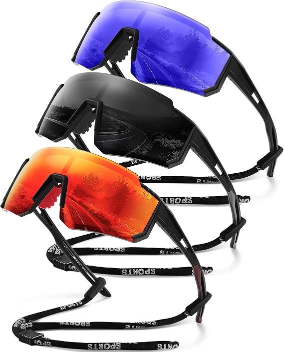 Polarized Sport Sunglasses for Men and Women, Lightweight TR90 Sun Glasses with UV Protection for Cycling Running