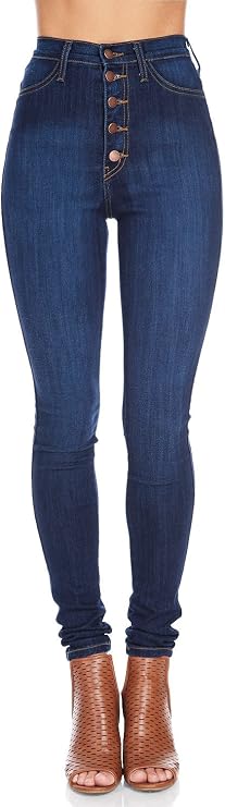 Vibrant Womens Skinny Denim Jeans High Waisted 5 Button Up Super Stretch Classic Casual Slim Fit Pants