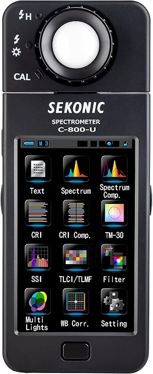 Sekonic C-800-U Spectrometer, Full-Spectrum Color Meter with SSI, TM-30, CRI & TLCI, 380n780nm CMOS Sensor, 4.3" Touchscreen, 1,600n40,000K Range for LED, HMI, Fluorescent & Flash