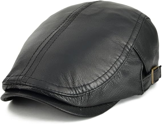 VOBOOM Men Women Adjustable Genuine Leather Ivy Cap Newsboy Hat
