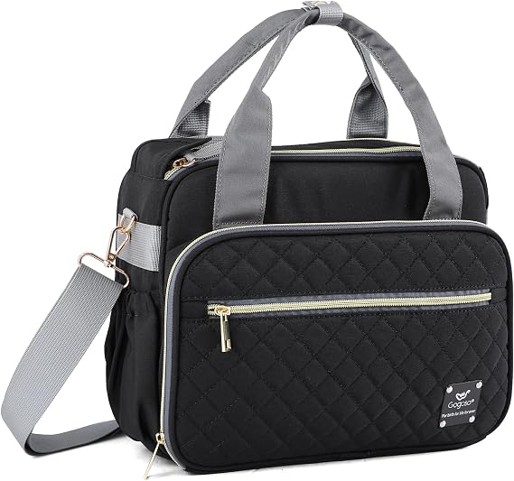 GOGOSO Crossbody Small Diaper Bag, Cute Mini Baby Diaper Tote Bags with Insulated Pockets for Traveling Outdoor Parent, Black