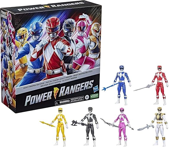 Power Rangers Mighty Morphin Multipack 12-inch Action Figure 6-Pack, Toys with Accessories for Kids 4 and Up