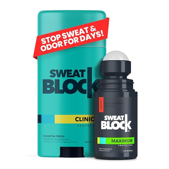 SweatBlock Maximum Strength Antiperspirant System, Roll-on and Deodorant