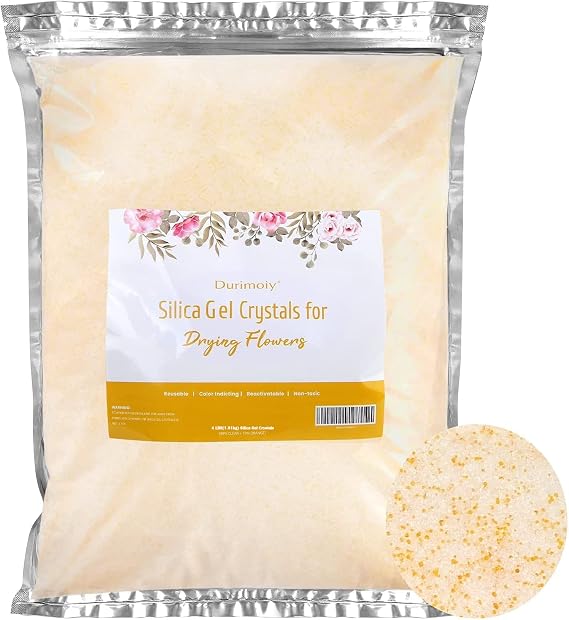 4 LBS Silica Sand Flower Drying Reusable Silica Gel Flower Drying Crystals for Drying Flowers, Flower Preservation, Easy to Use with Color Indicating