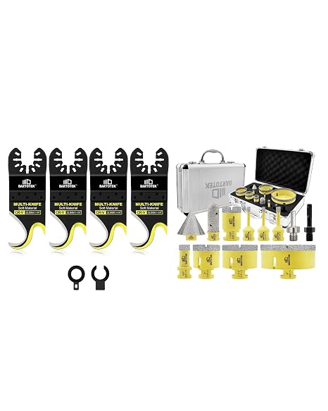 4pcs Oscillating Multi Tool Hook Knife Blade and Diamond Core Drill Bits Set 12PCS