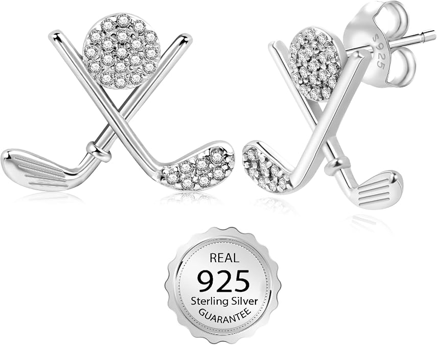 SmileBelle Sterling Silver Golf Earrings for Women Golfer Gifts Accessories