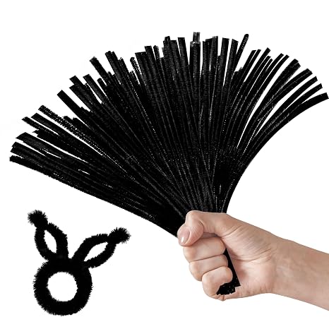 100PCS Black Pipe Cleaners,Pipe Cleaners Craft Bulk,Black Pipe Cleaner for Hair