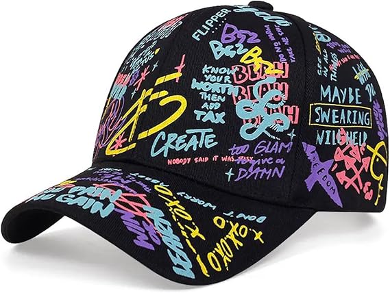 Graffiti Baseball Cap, Unisex Baseball Cap Adjustable Cotton Graffiti Doodle Sport Caps for Men Women