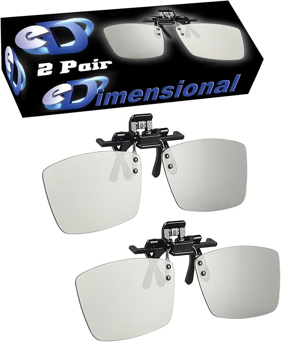 Clip-On ED (Pack of 2) Sony TDG-500P Compatible Passive 3D Glasses