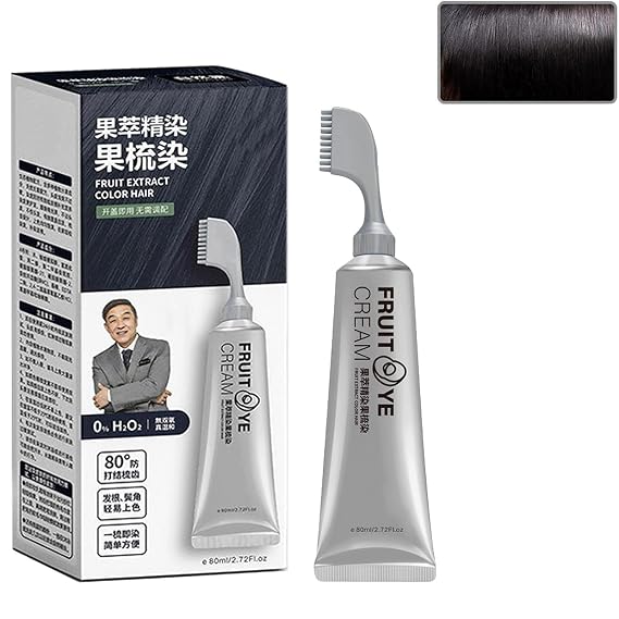 Black Fruit Dyeing Cream, Black Hair Dye for Unisex, Hair Dye for Gray Hair Coverage, Dark Brown Hair Dye, Keratin Hair Color (Black)