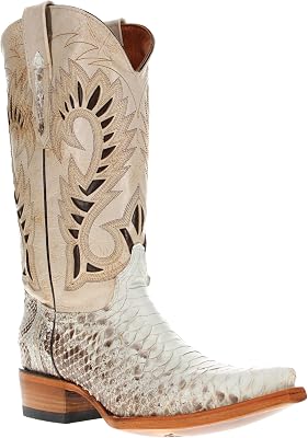 Vaccari Mens Oliver Genuine Natural Python Snip Toe Cowboy Western Boots
