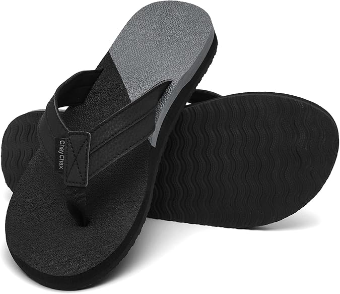 ChayChax Mens Flip Flops Arch Support Comfort Beach Thong Sandals with Ultra Cushion Footbed