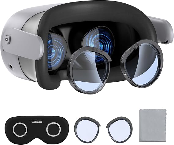 STARTRC GAMES Lens Protector Set Compatible with Meta Quest 3S Accessories, Soft Lens Protector Cover, Glasses Spacer with Blue Light Blocking Glasses for Oculus Quest 3S/Quest 2 (Not Fit for Quest 3)