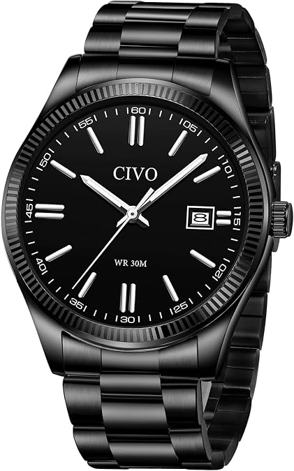 CIVO Analog Mens Watches Silver: Wrist Watches with Date Easy to Read | Dress Stainless Steel Watch for Men, Gifts for Husband Father at Birthday Anniversary