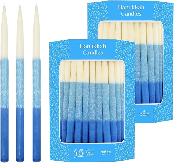 Dripless Deluxe Tapered Pastel, Blue and White Decorations, Hanukkah Menorah Candles for All 8 Nights of Chanukah (10-Pack)
