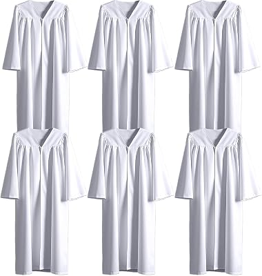 6 Pcs Choir Robes for Church adults Baptism Robes for Water Baptism Unisex Matte Graduation Gowns for College