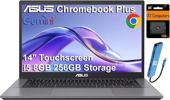 ASUS Chromebook Plus CX34, 14" Touchscreen, Intel i5-1335U, 8GB RAM, 256GB