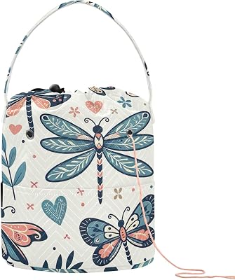 Dragonflies and Butterflies06 Yarn Bag Large Capacity Crochet Bag Knitting Bags and Knitting Organizers 8.3 x 11 Inch