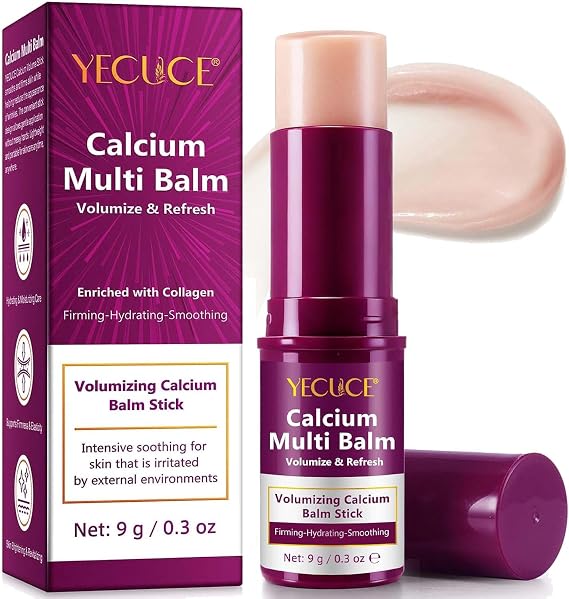 Calcium Multi Balm Stick with Collagen – Hydrating & Firming Face Balm for Eyes, Neck & Lips, Helps Smooth Fine Lines, Skin Conditioning Care, Portable Moisturising Skincare Stick, 9g
