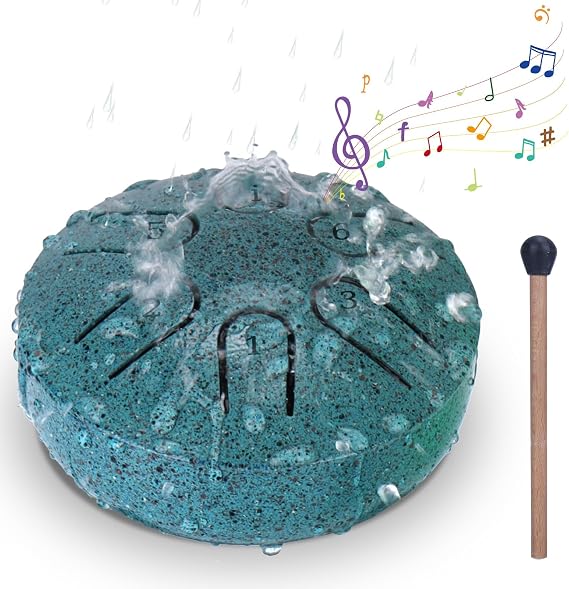 BABORUI Rain Drum for Outside Garden - Upgraded Non Waterlogging Rain Drums for Outside when It Rains, 3 Inches 6 Notes Steel Tongue Drum Rain Chime, Mini Outdoor Rain Drum Instrument(Malachite)