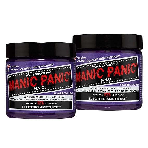 Manic Panic Semi Permanent Purple Hair Dye, Electric Amethyst, 4 oz, 2 Pack