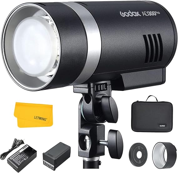Godox AD300 Pro AD300Pro Outdoor Flash Strobe Light, 300W TTL HSS 1/8000s Studio Flash, 320 Full Power Flashes, 2600mAh Lithium Battery, 12W Modeling Lamp, for Canon Sony Nikon Fuji Olympus Panasonic | HSS 1/8000s, Lithium Battery, 320 Flash Full Power, Compatible for Sony Canon Nikon Fuji Olympus Panasonic