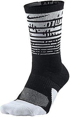 Nike Elite 1.5 Graphic Basketball Crew BlackWhiteBlack LG Mens Shoe 8-12, Womens Shoe 10-13