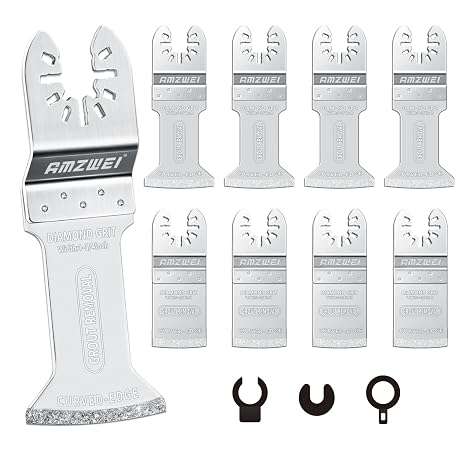 AMZWEI 8PCS Diamond Oscillating Tool Blades, Curved Edge