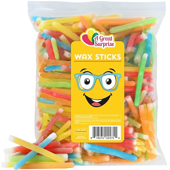 Candy Wax Sticks - Wax Candy with Juice - Bulk Goodie Bag Stuffer Candy - Drinkable Candy for Kids - Candy Drinks - 3 Pounds - Wax Stick Drinks - Chewy Wax Candy