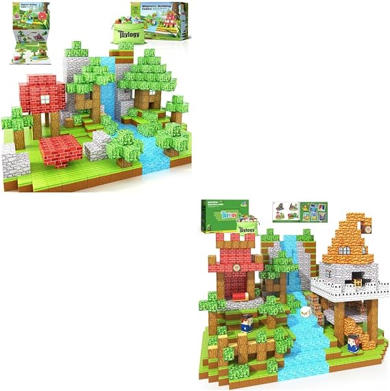 250PCS Magnetic Blocks-Build Mine Magnet World Set for Boys & Girls Age 3-5 6-8, STEM Sensory Toys for Toddlers Gifts for 3+ Years Old Girls Boys, Magnetic Blocks Classroom Must Haves Construction Toy