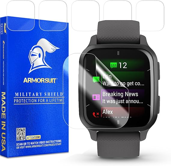 ArmorSuit 6 Pack for Garmin Venu Sq 2 Screen Protector MilitaryShield HD Clear TPU Film - Made in USA